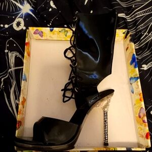 Black Pleaser Heel Boots [Discontinued: #MON50]
